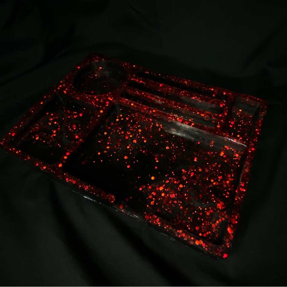 Rolling tray glitter and black